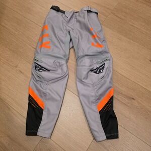 Fly Racing F-16 Pants Mens Size 24 Gray Black Orange Motocross Dirt Bike Gear